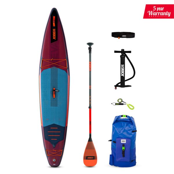 Jobe Aero Neva SUP Board 12.6 Package with Fiberglass paddle Orange